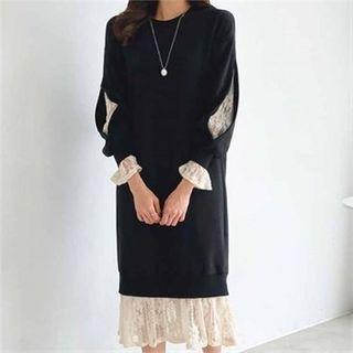 Lace-trim Napped Dress