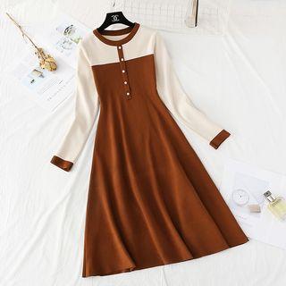 Beaded Mock Two Piece Knit Dress