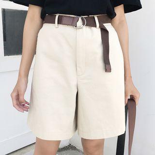 Set: Wide-leg Dress Shorts + Belt