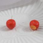 Asymmetrical Apple Stud Earring 1 Pair - Red - One Size