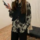 Tie Dye Shirt / Plain Vest / Wide Leg Pants