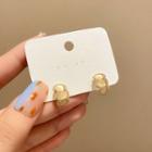 Faux Cat Eye Stone Alloy Earring E5113 - 1 Pair - Gold & White - One Size
