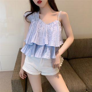 Asymmetric Striped Ruffled Camisole Top