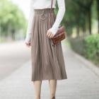 Paneled Pleated Midi Skirt
