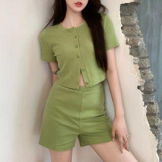 Set: Short-sleeve Button-up T-shirt + Shorts