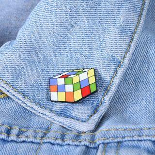Cube Brooch White & Green & Yellow - One Size