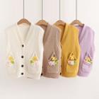 Flower Detail Button-up Sweater Vest