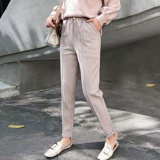 Cropped Cut Out Hem Dress Pants