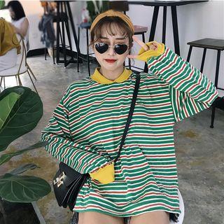 Stripe Panel Long-sleeve Sweatshirt