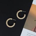 Faux Pearl Open Hoop Earring 1 Pair - S925 Silver Needle - Gold - One Size