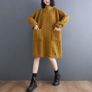 Mock-neck Quilted Sweatshirt Dress