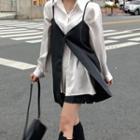 Silky Shirt / Reversible Faux Leather Camisole Top