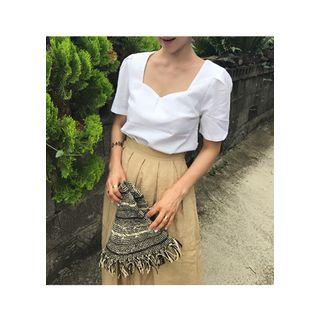 Square-neck Linen Top