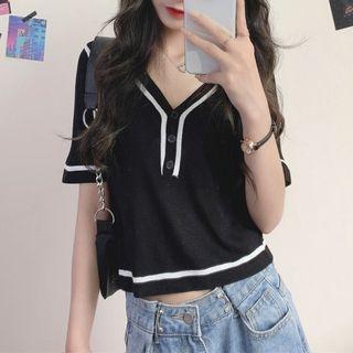 Short Sleeve Crop Knit Top