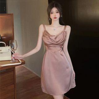 Spaghetti Strap Tie-back Mini A-line Dress