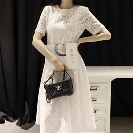 Short-sleeve Perforated Dress
