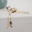 Faux Pearl Hair Pin 1 Pc - Gold & Blue & Pink - One Size