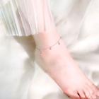 925 Sterling Silver Rhinestone Anklet 1 Pcs - Silver - One Size