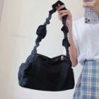 Faux Leather Plain Shoulder Bag Black - One Size