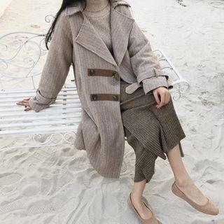 Check Lapel Loose-fit Coat