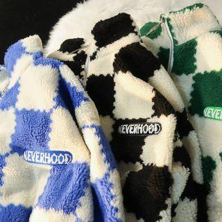 Checkboard Zip-up Fleece Jacket