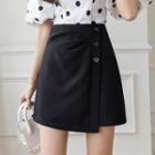 Asymmetrical Hem Plain Mini Skirt