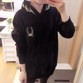 Embroidered Velvet Hoodie