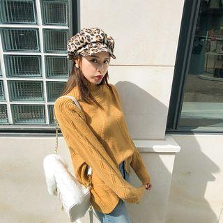 Mock-neck Cable Sweater