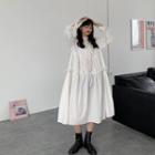 Tie-cuff Ruffled Midi A-line Dress
