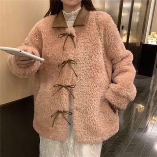 Ribbon Snap-button Fleece Jacket