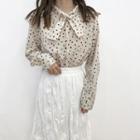 Dotted Tie-neck Blouse Almond - One Size