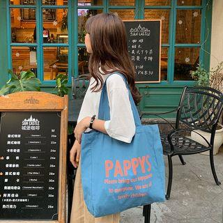 Contrast Letter Shopping Bag  - Happy
