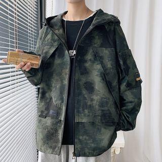 Applique Tie Dye Hooded Jacket