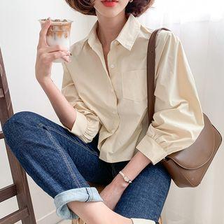 Balloon-sleeve Cropped Shirt