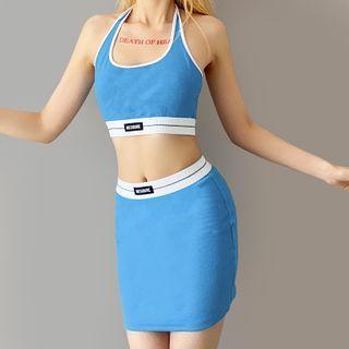 Set: Halter Neck Top + Mini Fitted Skirt