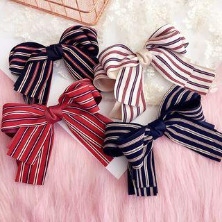 Striped Fabric Bow Hair Clip