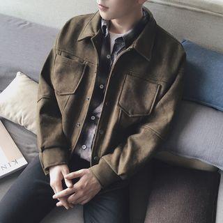 Faux Suede Buttoned Jacket
