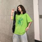 Dragon Short-sleeve T-shirt As Shown In Figure - One Size
