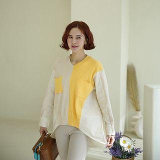 Dual-pocket Two-tone Sweater