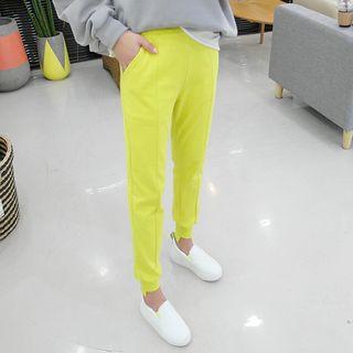 Tall Size Cutout-detail Jogger Pants In Neon Yellow