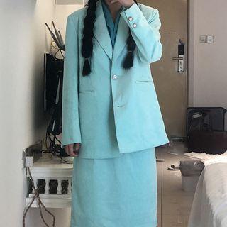Plain Blazer / Midi Straight Fit Skirt