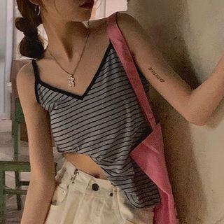Striped Camisole Top Stripes - Gray & Blue - One Size