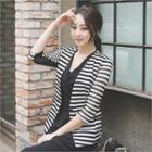 One-button Mesh-stripe Blazer