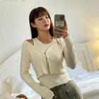 Set: Lettuce-edge Cardigan + Tank Top