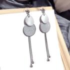 Metal Disc Fringed Earring 1 Pair - Steel Stud - Silver - One Size