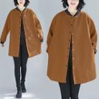 Contrast Trim Single-breasted Coat Camel - One Size