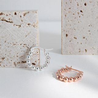 925 Sterling Silver Bead Hoop Earring