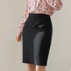 Asymmetric-trim Pencil Skirt