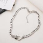 Snake Pendant Stainless Steel Necklace Silver - One Size