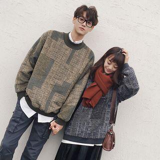 Couple Matching Mock-neck Patterned Sweatshirt